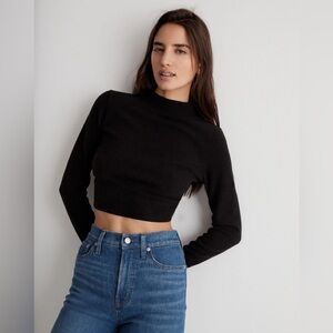 MadeWell  Ribbed Mockneck Open-Back Crop Top